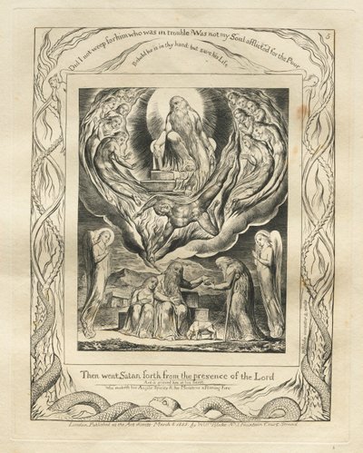 Eyüp Kitabı: Pl. 5, Sonra Şeytan Rabbin huzurundan çıktı, 1825. by William Blake