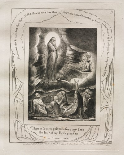 Eyüp Kitabı: Pl. 9 Sonra yüzümün önünden bir Ruh geçti / etimin kılları ayağa kalktı. by William Blake