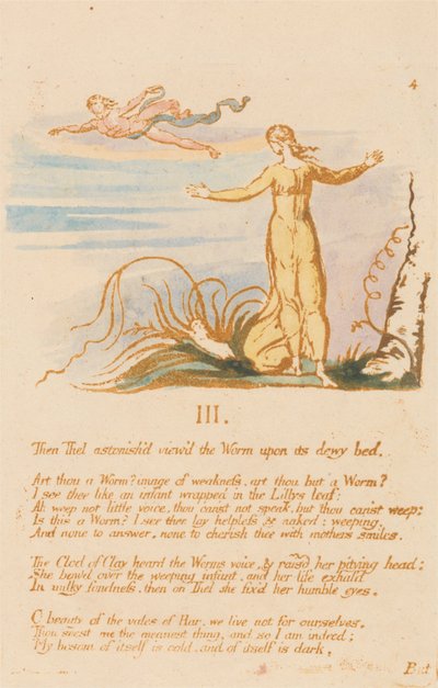 Thel Kitabı, Levha 6, III. , Sonra Thel hayretler içinde kaldı. . . . by William Blake