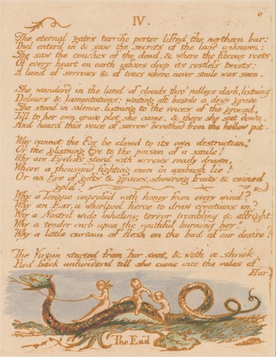 Thel Kitabı, Levha 8, IV. , Sonsuz kapılar . . . . by William Blake
