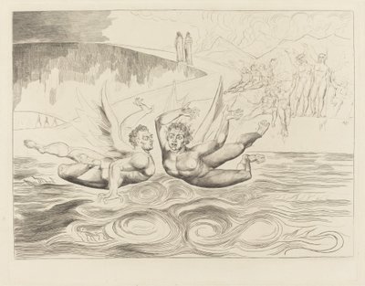 Yolsuz Yetkililer Çemberi; Birbirlerini Mauling Şeytanlar by William Blake