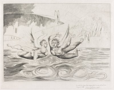 Yolsuz Yetkililer Çemberi; Birbirlerini Mauling Şeytanlar by William Blake