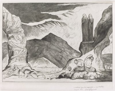 Yanlışlayıcılar Çemberi: Dante ve Virgil Kokudan Burunlarını Örtüyorlar by William Blake