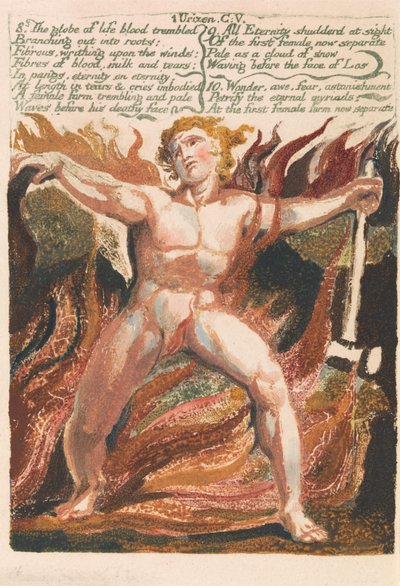 Urizen'in Birinci Kitabı, Levha 15, "8. Yaşam küresinin kanı titredi... " (Bentley 18) by William Blake