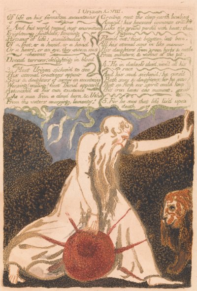 Urizen'in Birinci Kitabı, Levha 20, "Hayatın terk ettiği dağların . . . . " (Bentley 23) by William Blake