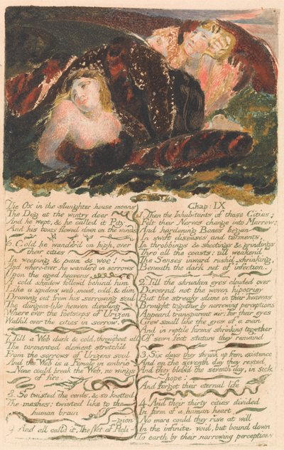Urizen'in Birinci Kitabı, Levha 23: "Mezbahadaki Öküz inliyor... " (Bentley 25) by William Blake
