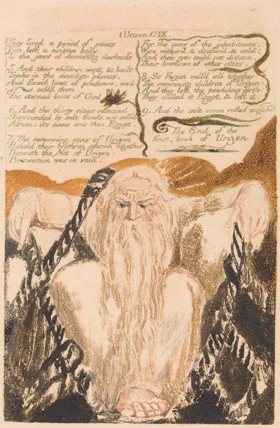 Urizen'in Birinci Kitabı, Levha 25, "Yıllarca bir süre yaşadılar . . . " (Bentley 28) by William Blake