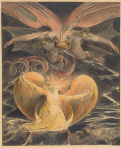 Büyük Kızıl Ejderha ve Güneşle Giyen Kadın by William Blake
