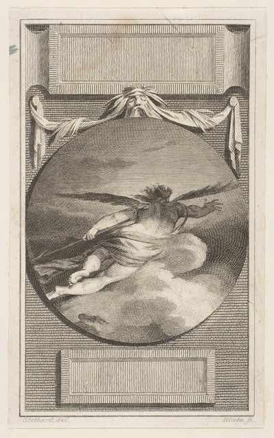 Bulutların İçinden Uçan Kanatlı Figür, yak. 1780-87. by William Blake