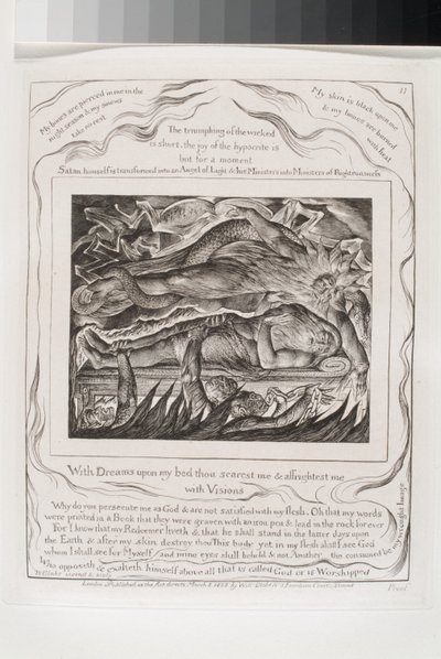 With Dreams Upon My Bed, Thou Scarest Me (Hindistan kağıt chine collé üzerine gravür) by William Blake