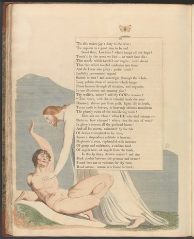 Young'ın Gece Düşünceleri, Sayfa 90, "Göksel çekiciliğe sahip bu dokunuş ruhu iyileştirir" by William Blake