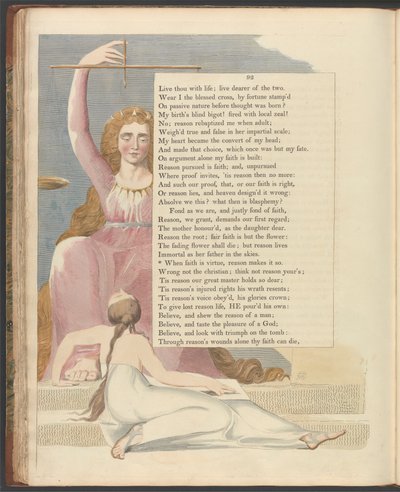 Young'ın Gece Düşünceleri, Sayfa 92, "İnanç erdem olduğunda, akıl onu öyle yapar" by William Blake