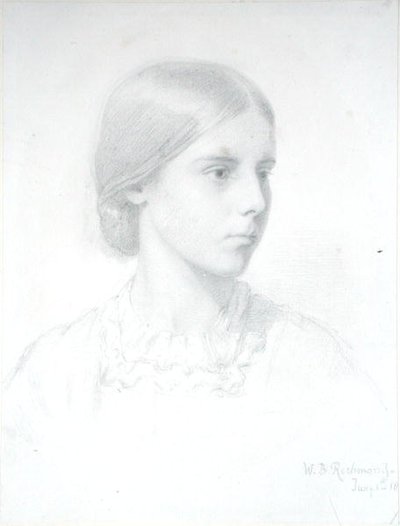 Genç Bir Kadının Portresi (kağıt üzerine kalem) by William Blake Richmond