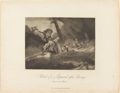 Bir gemi enkazının taslağı by William Blake after George Romney