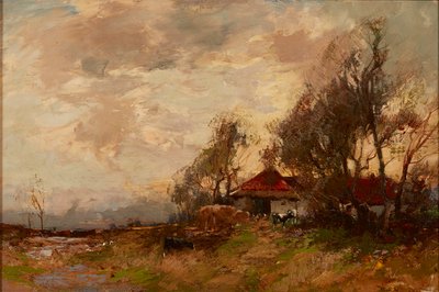 Bir Çiftlik Steading (tuval üzerine yağlı boya) by William Bradley Lamond