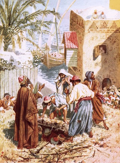Çatıdan aşağı bırakılan felçli bir adam by William Brassey Hole