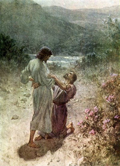 Jacob and the angel at Peniel - Bible by William Brassey Hole
