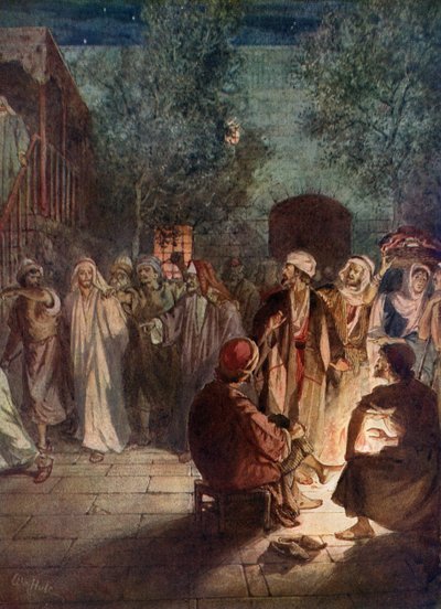 Peter denies knowing Jesus a third time - Bible by William Brassey Hole