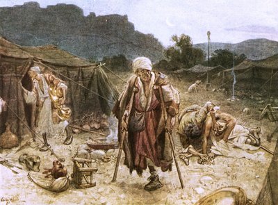 Suriyelilerin kampını yağmalayan dört cüzzamlı by William Brassey Hole