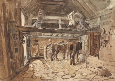 Çekici Atların Beslendiği Bir Ahırın İçi by William Burgess