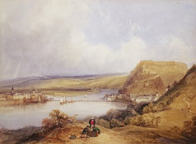 Pfaffendorf Tepelerinden Ehrenbreitstein ve Koblenz by William Callow