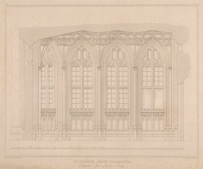 Aziz Stephen Şapeli, Westminster - Alt ibadethanenin boyuna bölümü by William Caveler