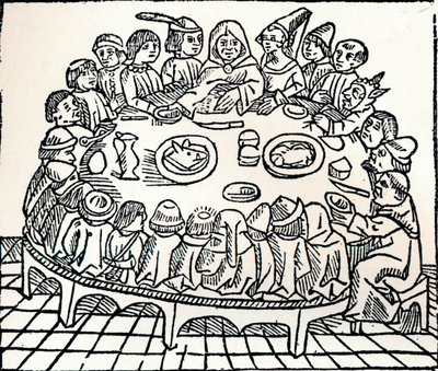 Canterbury Hacıları ortak bir yemek için oturuyor, 1485 by William Caxton