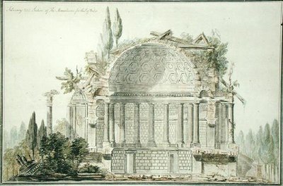Galler Prensi (1738-1820) 1752 (kağıt üzerine kalem, mürekkep ve suluboya) için Harap Bir Mozole için Tasarım by William Chambers