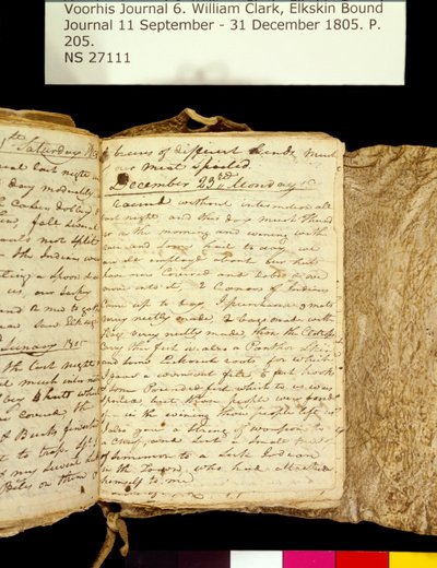 Clark Family Collection- Cilt 6. Elkskin Dergisi, sayfa 205, 22-23 Aralık 1805 by William Clark