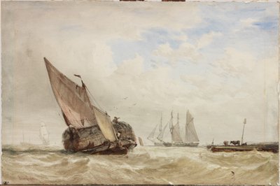 Hayboat (sulu boya, gövde boyası ve kart üzerine karalama) by Clarkson Frederick Stanfield