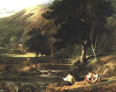 Borrowdale, Cumberland, Dere Kenarında Oynayan Çocuklarla by William Collins