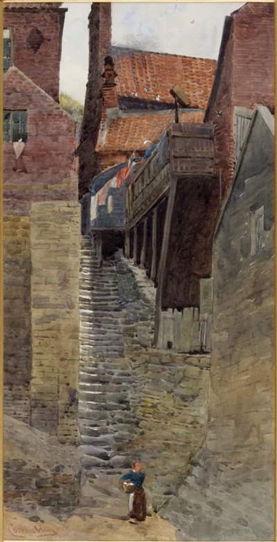 Merdivenler, Eski Whitby (kartta sulu boya) by William Cosens Way