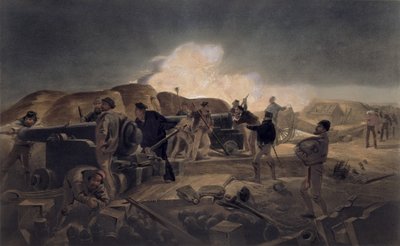 Pillerde Sıcak Bir Gece, 'Doğu'daki Savaş Yeri'nden plaka, pub. Paul ve Dominic Colnaghi und Co., 1856 tarafından by William Crimea Simpson