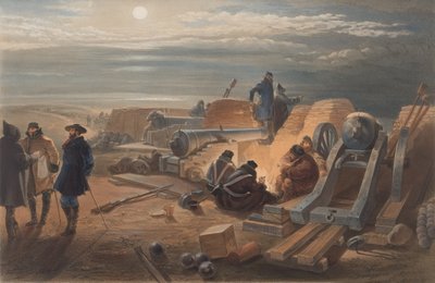 ?Pillerde Sessiz Bir Gece. Greenhill Bataryasında Bir Eskiz by William Crimea Simpson