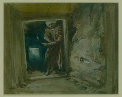 Golden Gateway altındaki galeri, Kudüs, 1871 (kağıt üzerinde wc ve kurşun kalem) by William Crimea Simpson