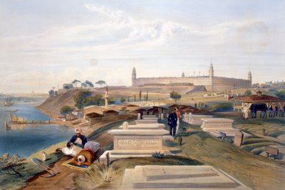 Hastane ve Mezarlık, Üsküdar, 'Doğu'daki Savaş Yeri'nden bir levha, pub. Paul ve Dominic Colnaghi und Co., 1856 tarafından by William Crimea Simpson