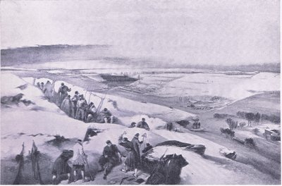 Fransız saldırısının aşırı sağındaki bataryadan Sivastopol, İngiliz Kara ve Deniz Savaşlarından bir çizim, 1915 by William Crimea Simpson