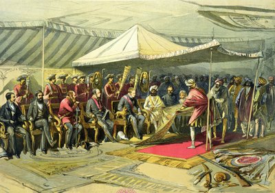Valinin Kaşmir Mihracesine Dönüş Ziyareti, 1863 (chromolitho) by William Crimea Simpson