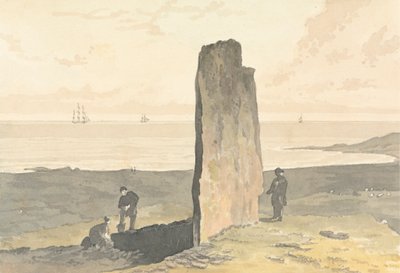 Barvas, Isle of Lewis yakınlarındaki Strather'de Druidical Stone by William Daniell