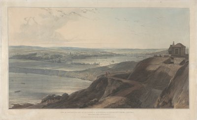 Pendennis Castel, Cornwall'dan Kasabanın ve Falmouth Limanı'nın Bir Kısmının Görünümü by William Daniell