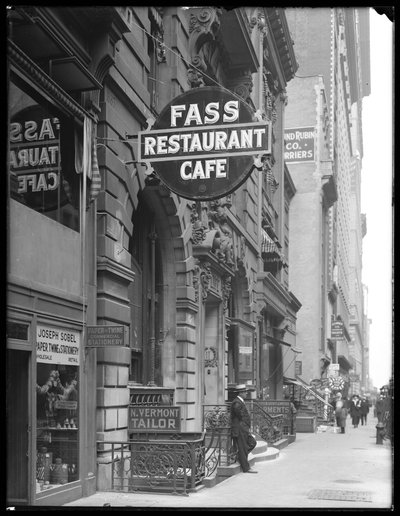 Fass Café için imzalayın, 19 W. 31st Street, New York City, 14 Haziran 1916 by William Davis Hassler