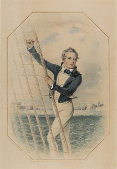 Arthur William Acland Hood 16 yaşında, Mayıs 1840 (kağıt üzerinde klozet, guaş ve arap zamkı) by William Derby