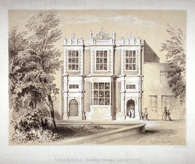 Stockwell Eğitim Enstitüsü, Stockwell, Lambeth, Londra, c1860 by William Dickes