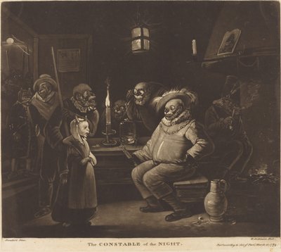 Gecenin Polis Memuru by William Dickinson after Egbert van Heemskerck