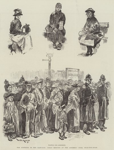 Doğu Yakasındaki Sıkıntı, Meclis Salonunda Büyük Buluşma, Mile-End-Road by William Douglas Almond