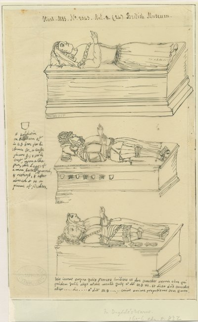 Tamworth Kilisesi - Mezarlar: mürekkeple izleme ve [?17. yüzyıl] (çizim) by William Dugdale