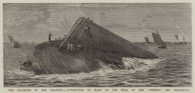 Weymouth açıklarında Orman Gövdesini havaya uçurmaya çalışan Kanaldaki Çarpışma by William Edward Atkins