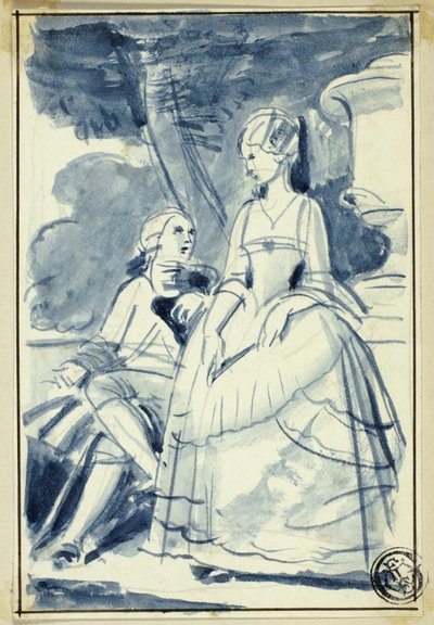 18. Yüzyıl Elbiseli Erkek ve Kadın by William Edward Frost