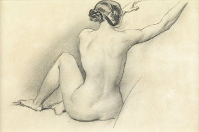 Oturmuş çıplak (kağıt üzerine kalem) by William Edward Frost
