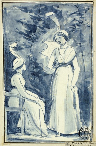 18. Yüzyıl Sonları Elbiseli İki Kadın by William Edward Frost